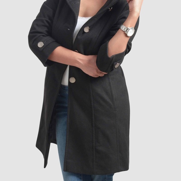 OLGYN Women’s Black Plus Size Overcoat - Picture 3 of 4